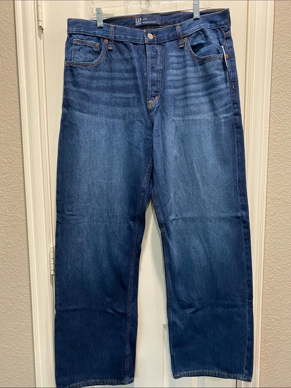 GAP Women’s Relaxed Straight Jeans in Deep Blue Wash